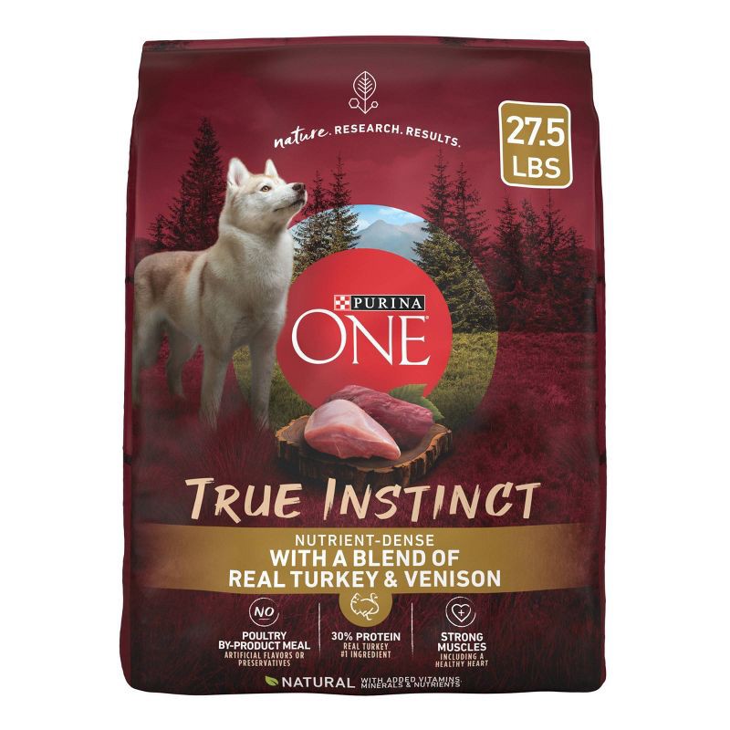 slide 1 of 7, Purina ONE SmartBlend True Instinct Natural Real Turkey & Venison Flavor Dry Dog Food - 27.5lbs, 27.5 lb