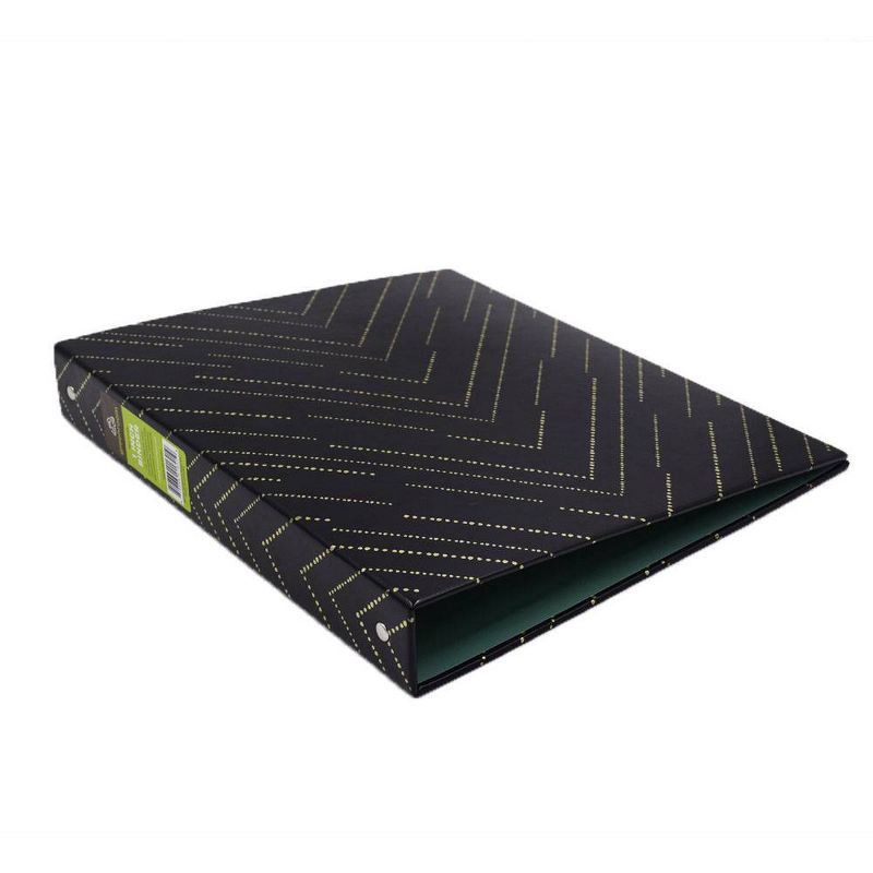 slide 2 of 5, 220 Sheet 1" Ring Binder Chevron Black/Gold - greenroom: Multicolor Hard Cover, 175 Sheet Capacity, Round Rings, 220 sheets, 175 sheets