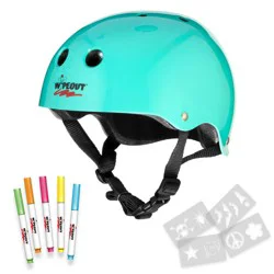 Wipeout Dry Erase Kids' 8+ Helmet - Teal: Medium, Padded, Vented, Adjustable Strap