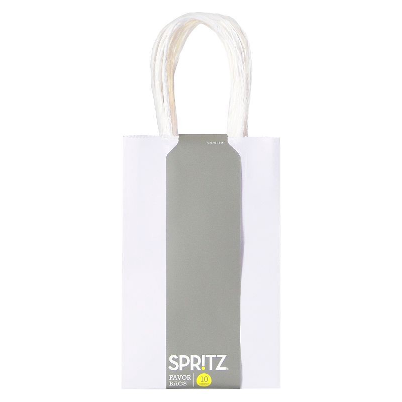 slide 1 of 1, 12ct Junior Tote Gift Bags White - Spritz™: Party Favor & Goodie Bags for All Occasions, Solid Paper, 8.375" x 5.25" x 3.25", 12 ct