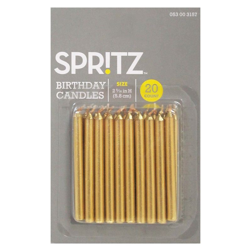 slide 1 of 1, 20ct Birthday Candle Gold - Spritz™: Wax Cake Candles, 2.31" Height, 20 Pieces, 20 ct