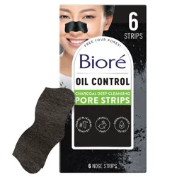 Biore Oil Control Charcoal Deep Cleansing Blackhead Remover Nose Pore Strips - 6ct