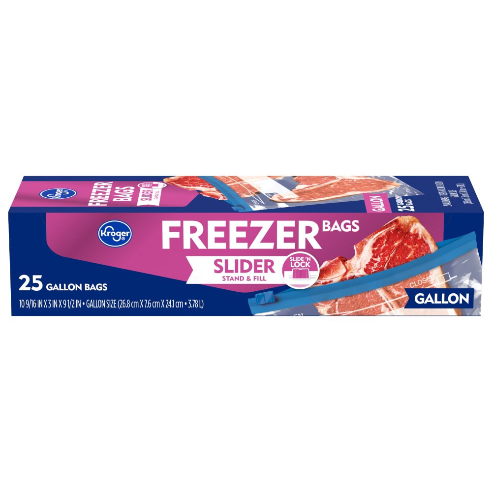 slide 6 of 6, Kroger Stand & Fill Slider Freezer Bags, 25 ct