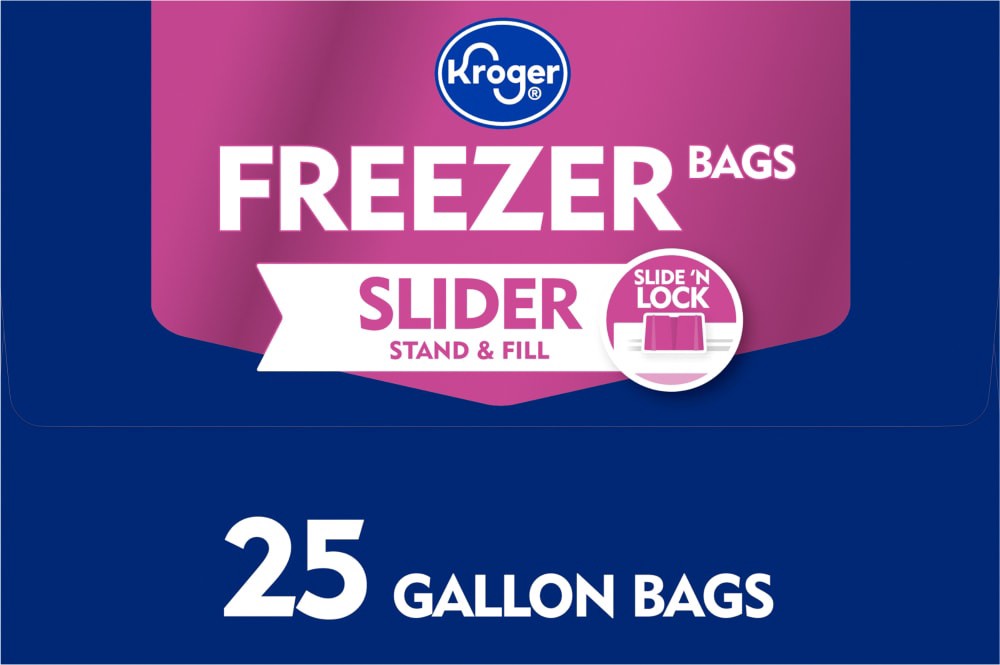 slide 2 of 6, Kroger Stand & Fill Slider Freezer Bags, 25 ct