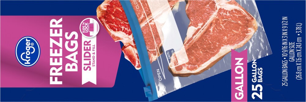 slide 5 of 6, Kroger Stand & Fill Slider Freezer Bags, 25 ct