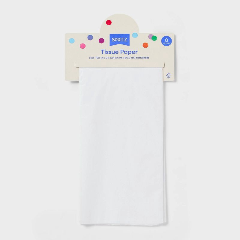 slide 3 of 3, 8ct Tissue Paper White/White - Spritz™, 8 ct