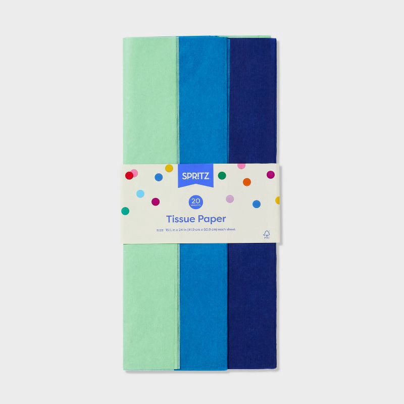 slide 3 of 3, 20ct Tissue Green/Blue/Navy - Spritz™, 20 ct