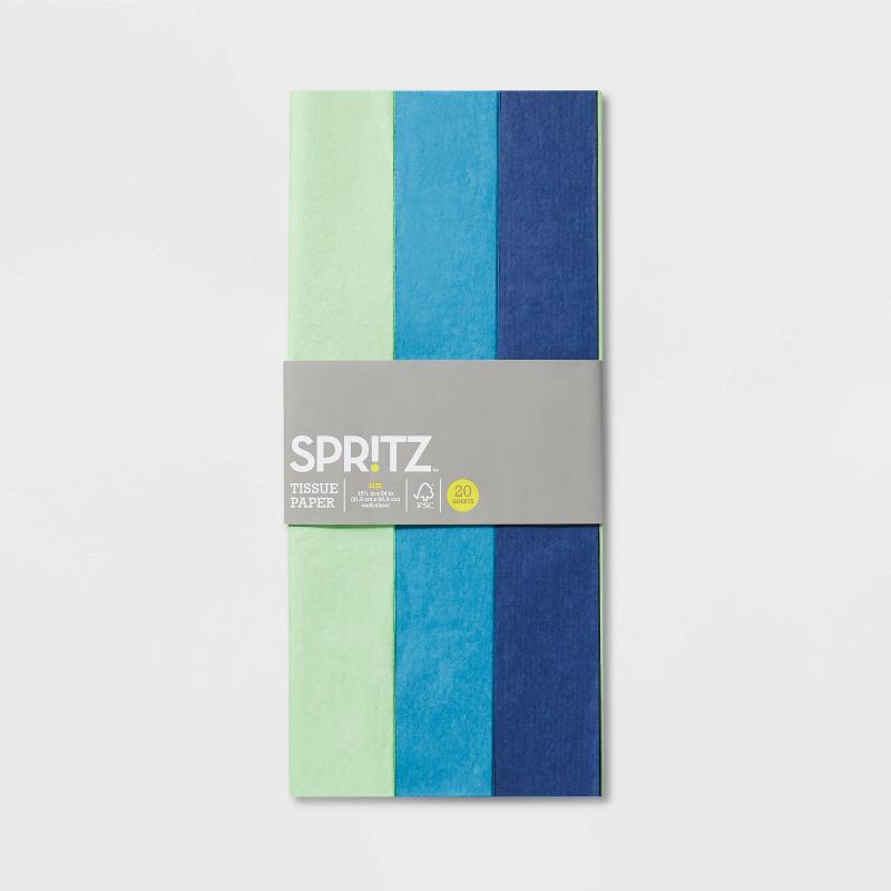 slide 3 of 3, 20ct Tissue Green/Blue/Navy - Spritz™, 20 ct