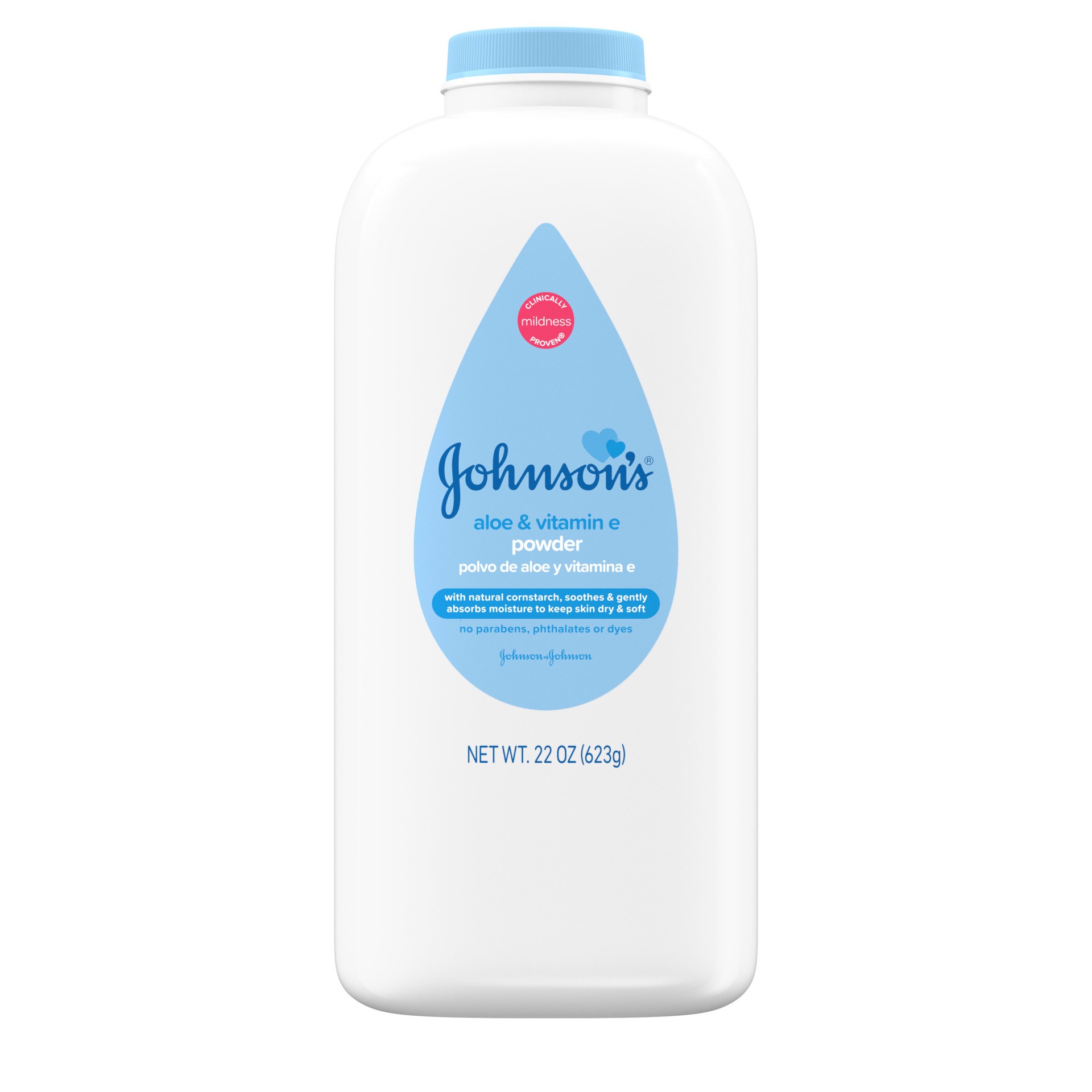 slide 1 of 10, Johnson's Powder with Naturally Derived Cornstarch, Aloe & Vitamin E for Delicate Skin, Hypoallergenic, Free of Parabens, Phthalates & Dyes for Gentle Baby Skin Care, 22 oz, 22 oz