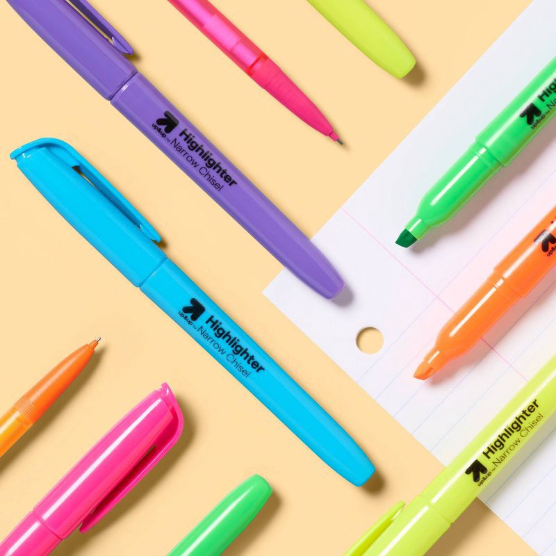 slide 2 of 3, Highlighters Narrow Chisel Tip Multicolor 12ct - up&up™: Fine Point School Supplies, Kids Art, Office Markers, 12 ct