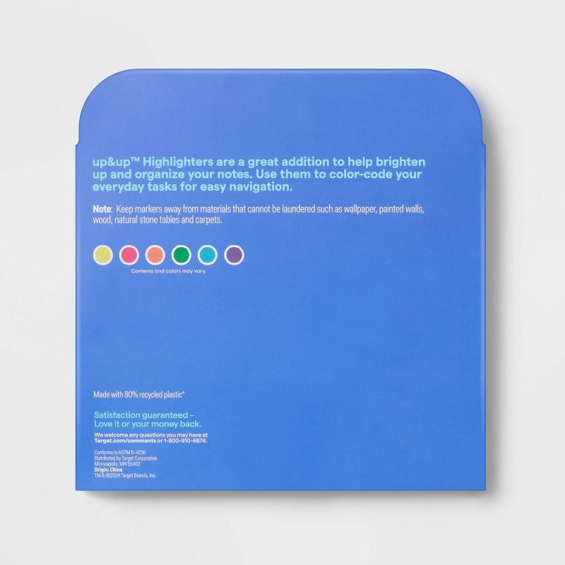 slide 3 of 3, Highlighters Narrow Chisel Tip Multicolor 12ct - up&up™: Fine Point School Supplies, Kids Art, Office Markers, 12 ct