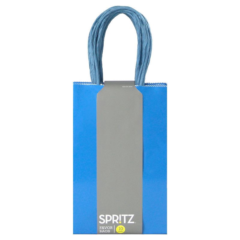 slide 2 of 2, 12ct Junior Tote Bags Blue - Spritz™: Party Favor & Goodie Gift Bags, Solid Paper, All Occasions, 8.375" x 5.25" x 3.25", 12 ct