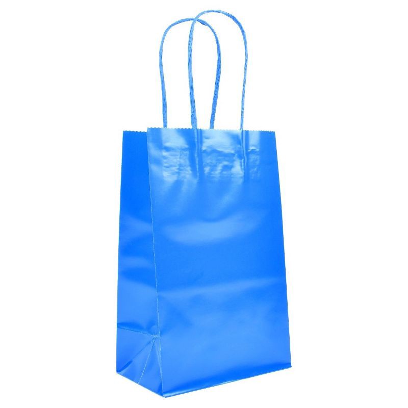 slide 1 of 2, 12ct Junior Tote Bags Blue - Spritz™: Party Favor & Goodie Gift Bags, Solid Paper, All Occasions, 8.375" x 5.25" x 3.25", 12 ct