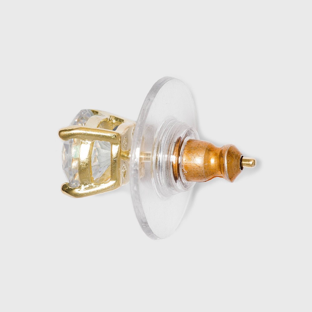 slide 2 of 2, Cubic Zirconia Round Stud Earrings with 14k Gold Plating over Sterling Silver - A New Day Gold, 1 ct