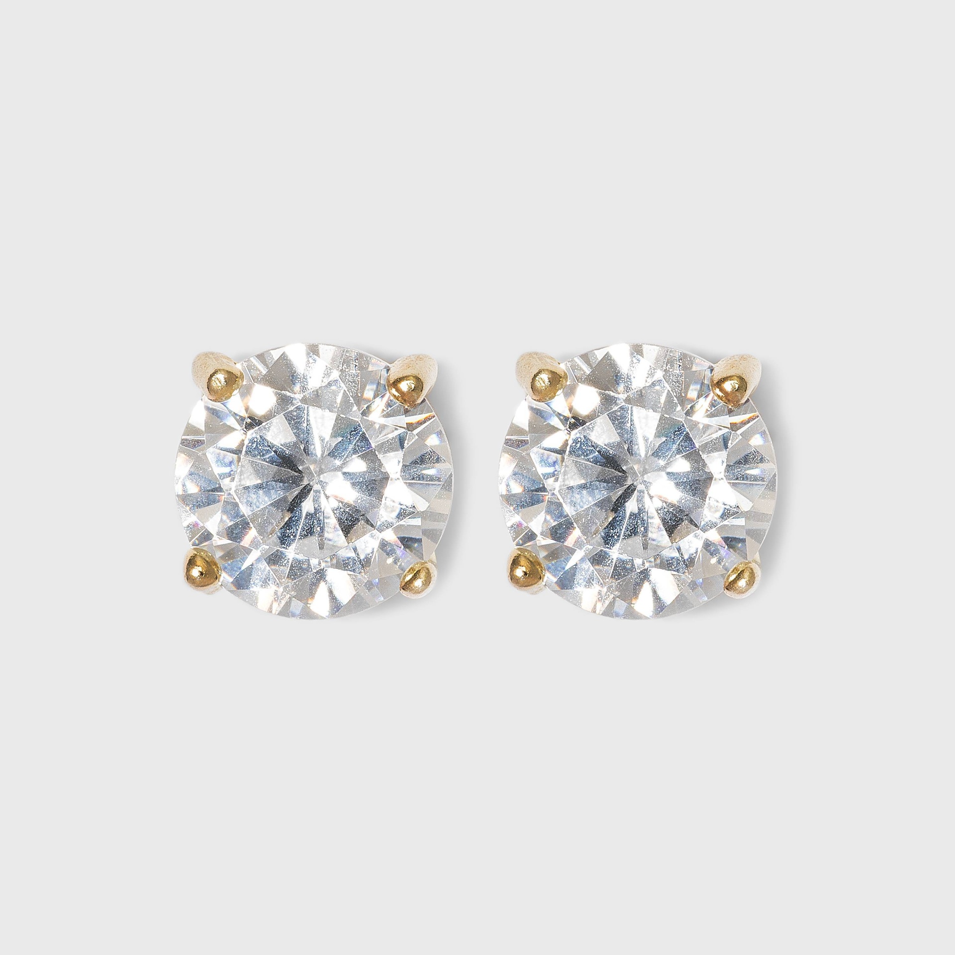 slide 1 of 2, Cubic Zirconia Round Stud Earrings with 14k Gold Plating over Sterling Silver - A New Day Gold, 1 ct