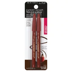 Maybelline Expert Wear Twin Waterproof Brow & Eye Wood Pencil - 03 Medium Brown - 2pc/0.03oz
