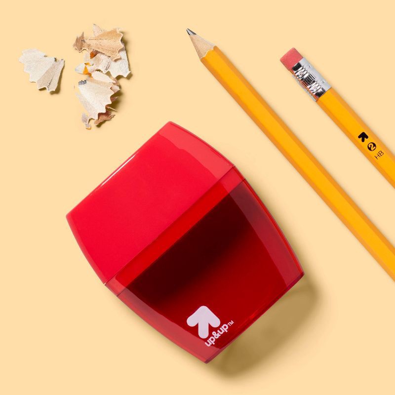 slide 2 of 5, Pencil Sharpener 2 Hole 1ct (Colors May Vary) - up&up™: School Supplies, Handheld, Non-Powered, ABS & Steel, 2 Year Warranty, 1 ct