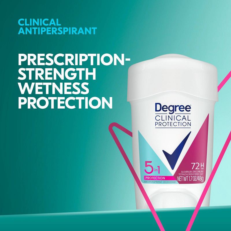 slide 4 of 7, Degree Clinical Protection 5-In-1 Cream Antiperspirant - 1.7oz, 1.7 oz