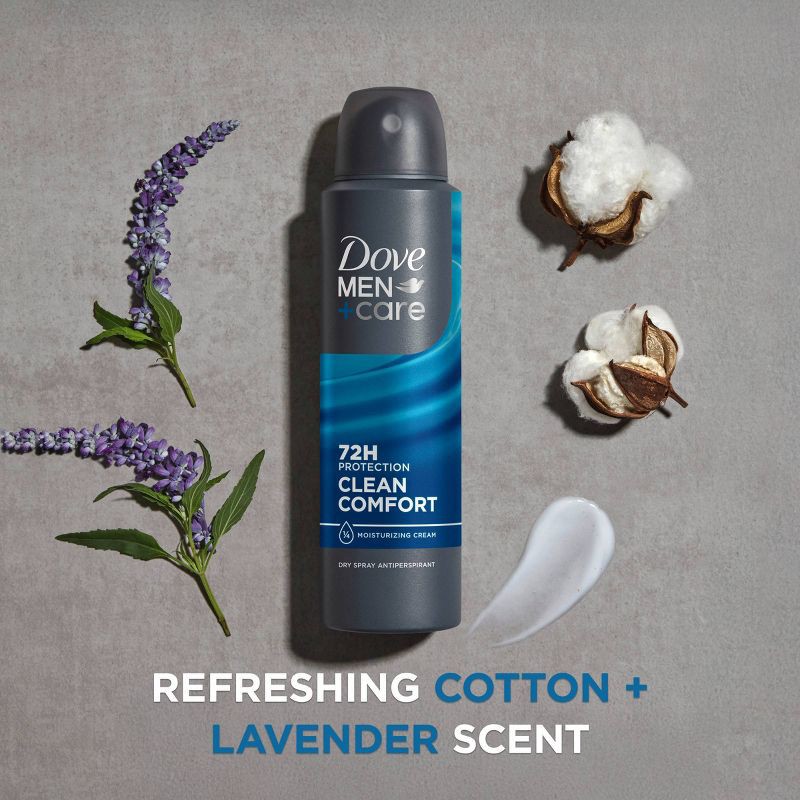 slide 3 of 6, Dove Men+Care 72-Hour Dry Spray Antiperspirant & Deodorant Clean Comfort - 3.8oz, 3.8 oz