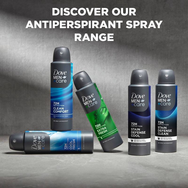 slide 4 of 6, Dove Men+Care 72-Hour Dry Spray Antiperspirant & Deodorant Clean Comfort - 3.8oz, 3.8 oz