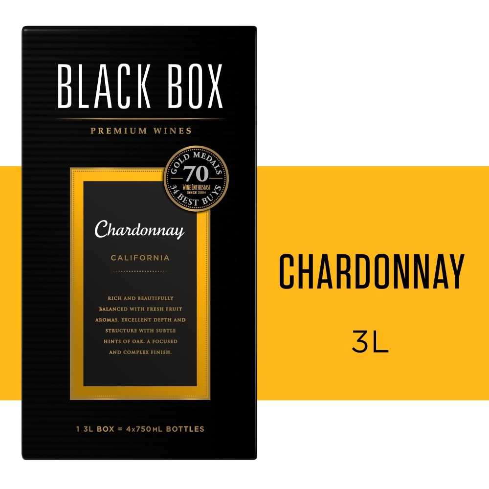 slide 1 of 3, Black Box Chardonnay White Wine - 3L Box Wine, 3 liter