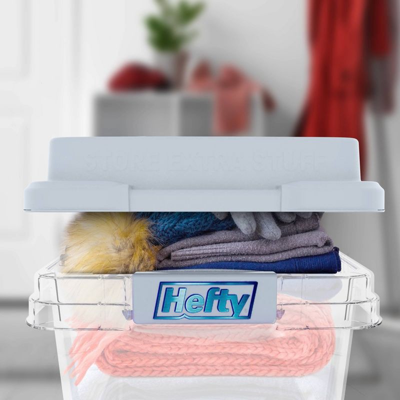 slide 5 of 9, Hefty 18qt Plastic Storage Bin with Gray HI-RISE Stackable Lid, 18 qt