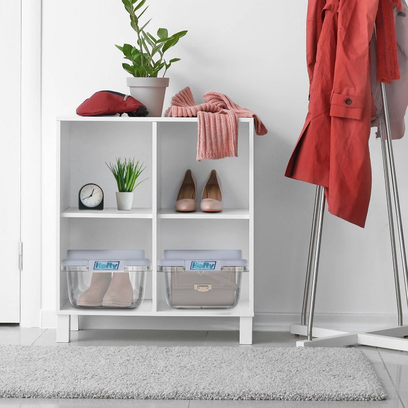 slide 8 of 11, Hefty 18qt Plastic Storage Bin with Gray HI-RISE Stackable Lid: Universal Storage, Locking Handles, Snap Closure, 18 qt