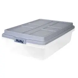 Hefty 40qt Clear Plastic Storage Bin with Gray HI-RISE Stackable Lid