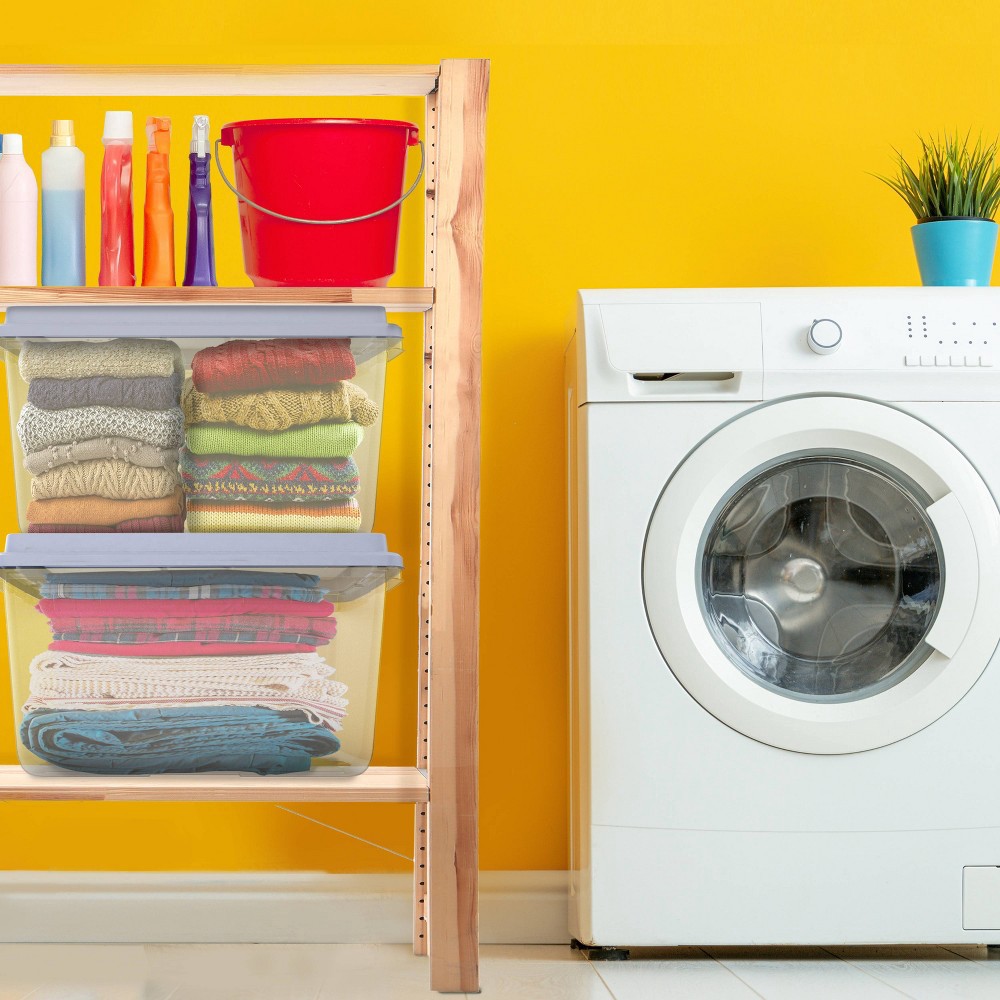 Hefty 72qt Clear Hi-Rise Storage bin with Stackable Lid Gray 72 qt | Shipt