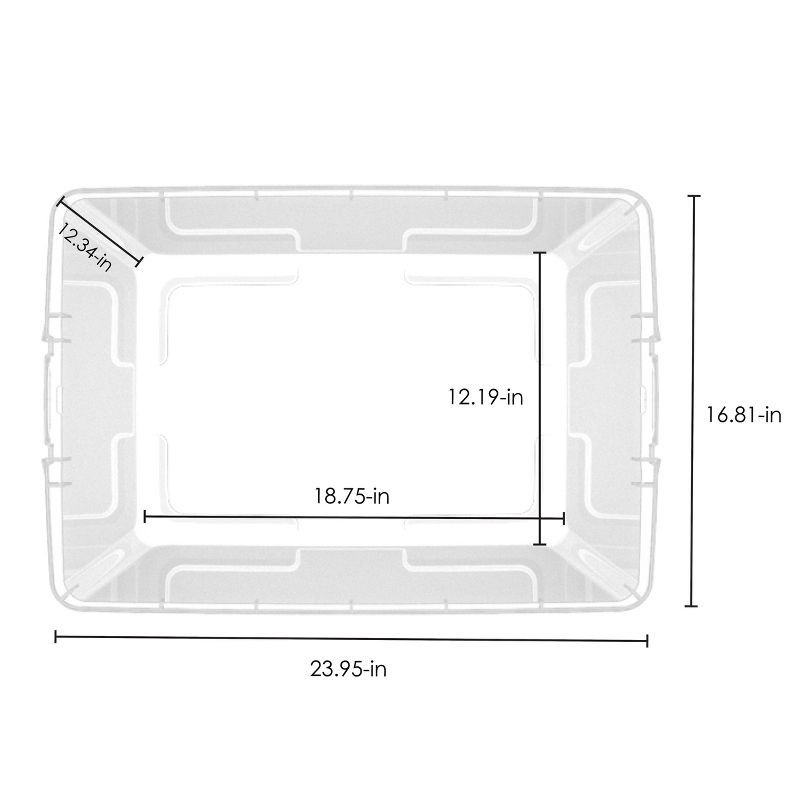 slide 11 of 11, Hefty 72qt Clear Hi-Rise Storage bin with Stackable Lid Gray: Plastic Utility Tubs, Locking Handles, Snap Closure, 72 qt