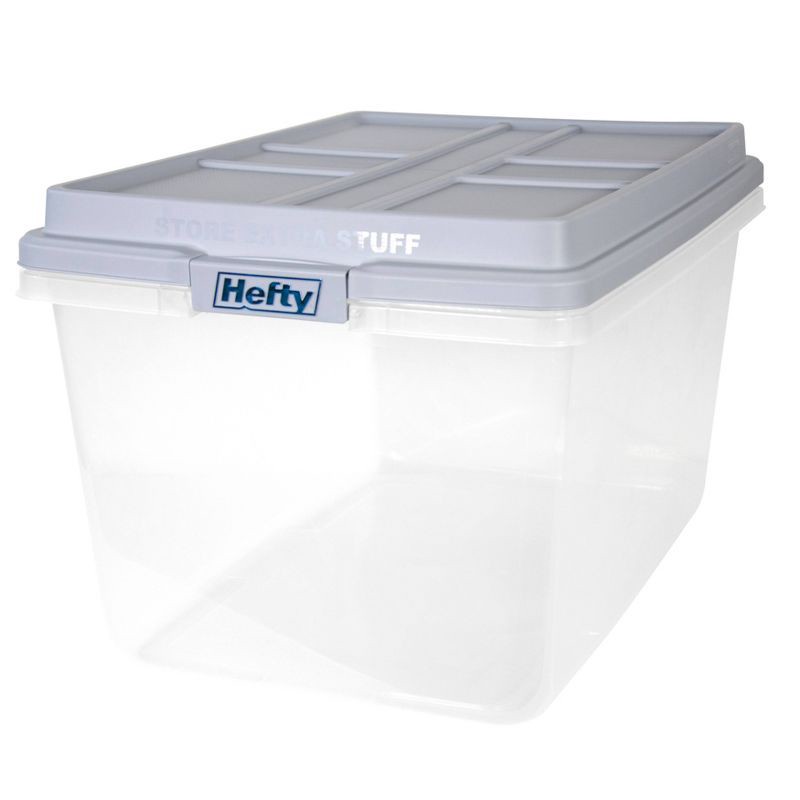 Hefty Hi-Rise 72 Qt. Lift Off Lid Storage Tote Gray/Clear 6/Pack  (HFT-7163010665666-6) 