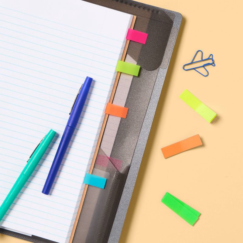 slide 2 of 3, Adhesive Flags 5 Pads 150ct Solid - up&up™: Multicolor Sticky Note Flags, Reusable Office Supplies, Filing Accessories, 150 ct