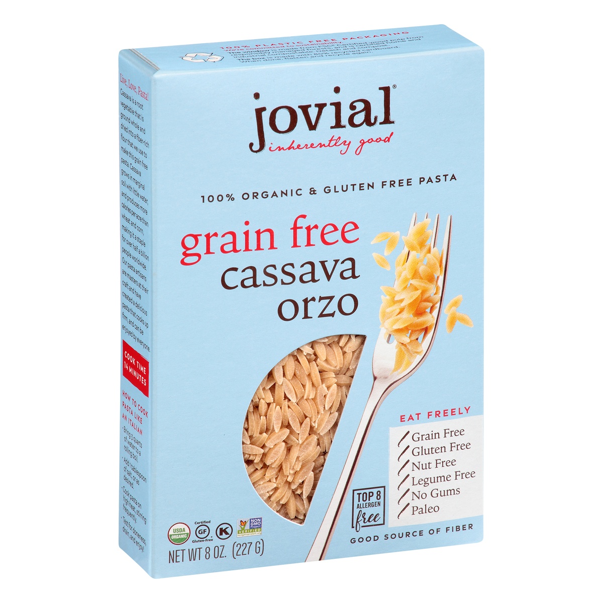 slide 2 of 10, Jovial Organic Grain Free Cassava Orzo Pasta, 8 oz