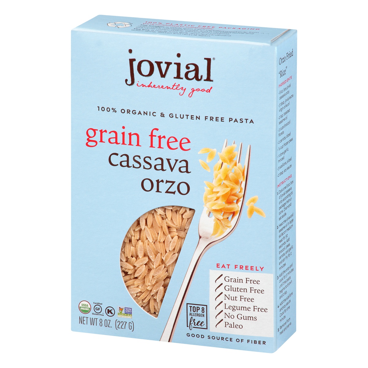 slide 3 of 10, Jovial Organic Grain Free Cassava Orzo Pasta, 8 oz