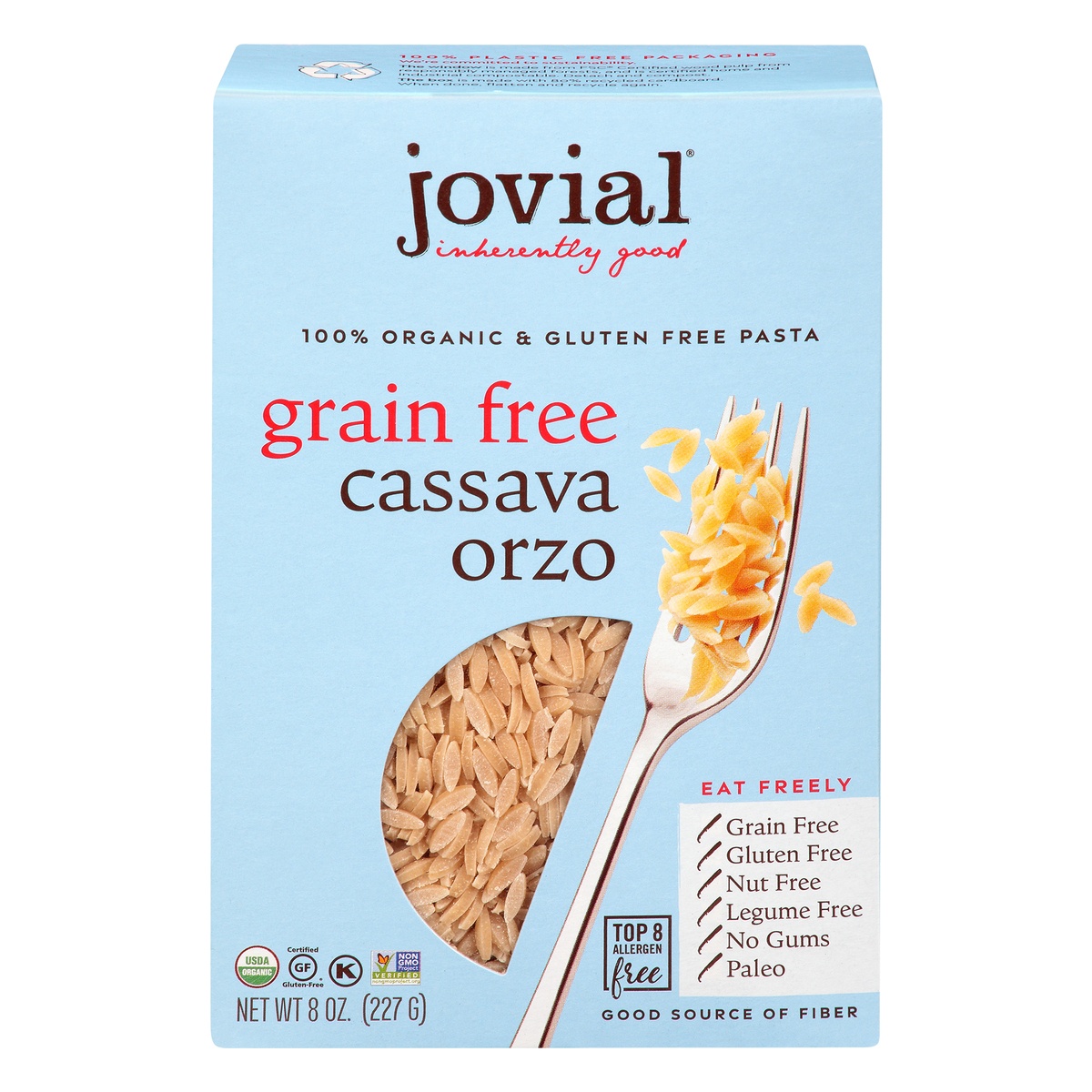 slide 1 of 10, Jovial Organic Grain Free Cassava Orzo Pasta, 8 oz