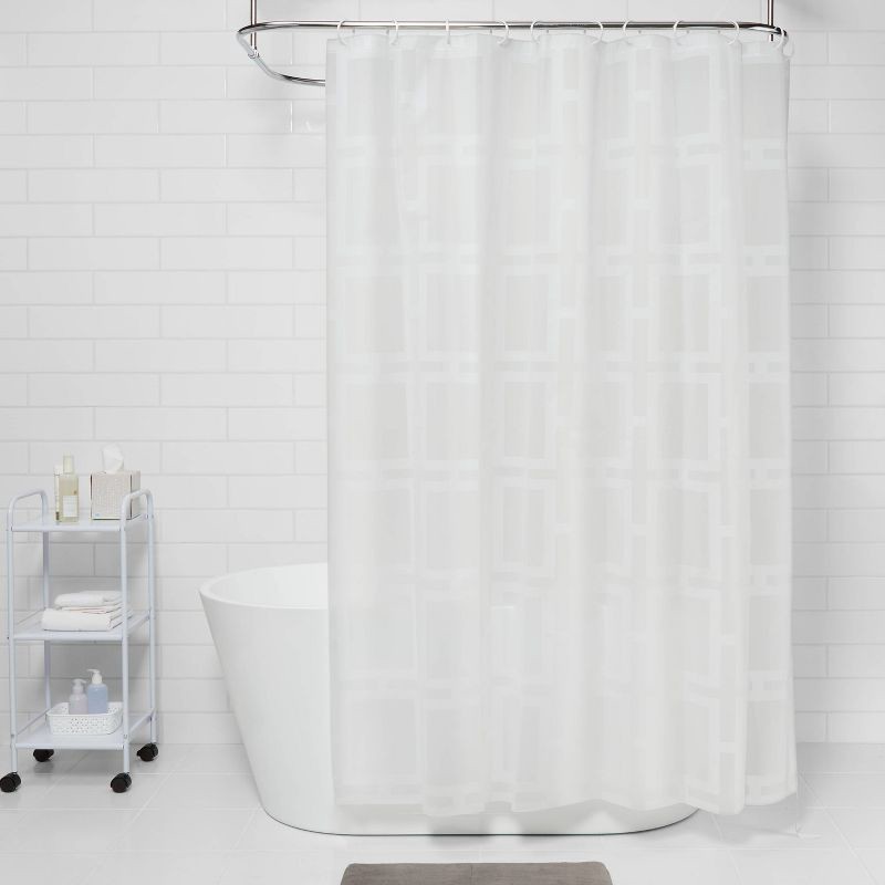 slide 3 of 4, Grid Shower Curtain White - Room Essentials, 1 ct