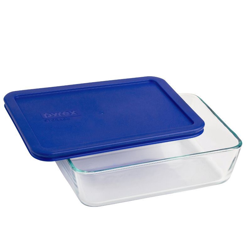 slide 1 of 1, Pyrex 6 Cup Rectangle Glass Storage Container Blue, 1 ct