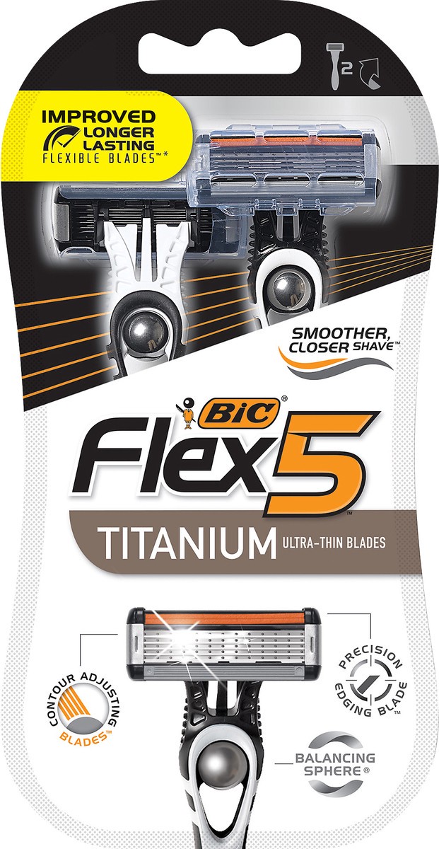 slide 1 of 59, BIC Flex5 Titanium Men's Disposable Razors - 2ct, 2 ct