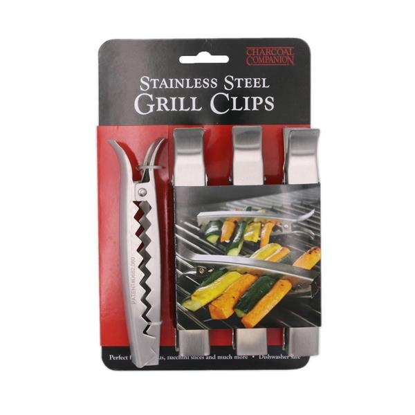 slide 1 of 1, Charcoal Companion Stainless Grill Clips, 1 ct