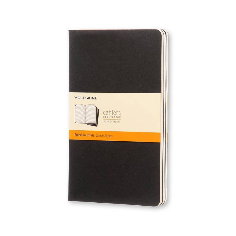 slide 1 of 6, Moleskine Solid Blank Journal 8.25" x 5" Black: Ruled Paper, Soft Cover, Pocket Size, 80 Pages,, 1 ct