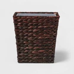 Wastebasket Dark Weave Black - Threshold™: Plastic & Water Hyacinth, 5.3 Gallon, Traditional Style