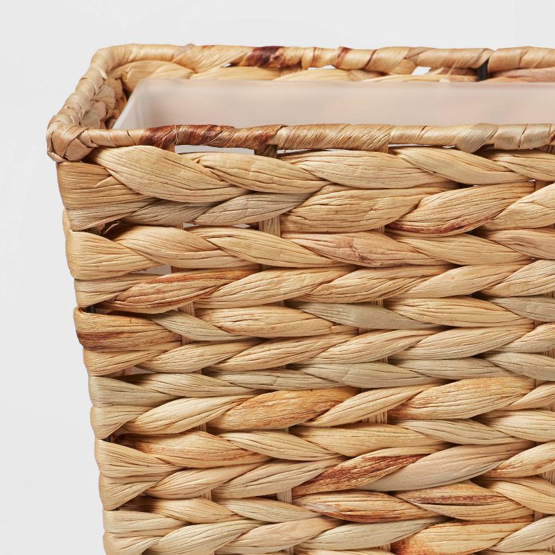 slide 4 of 4, 1pk Light Weave Wastebasket Natural - Threshold™: Plastic & Water Hyacinth, 5.3L Traditional Decor, 1 ct, 5.3 liter