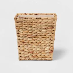 1pk Light Weave Wastebasket Natural - Threshold™: Plastic & Water Hyacinth, 5.3L Traditional Decor