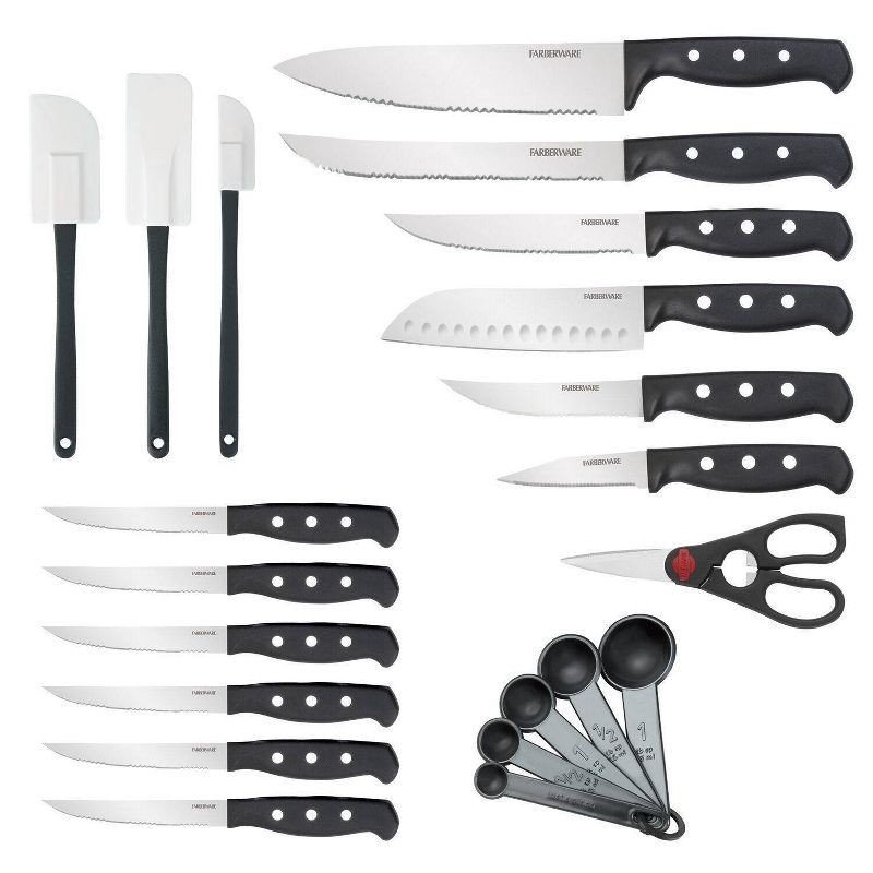 slide 4 of 11, Farberware 22 Piece Never Needs Sharpening Triple Riveted Knife Block Set, 22 ct