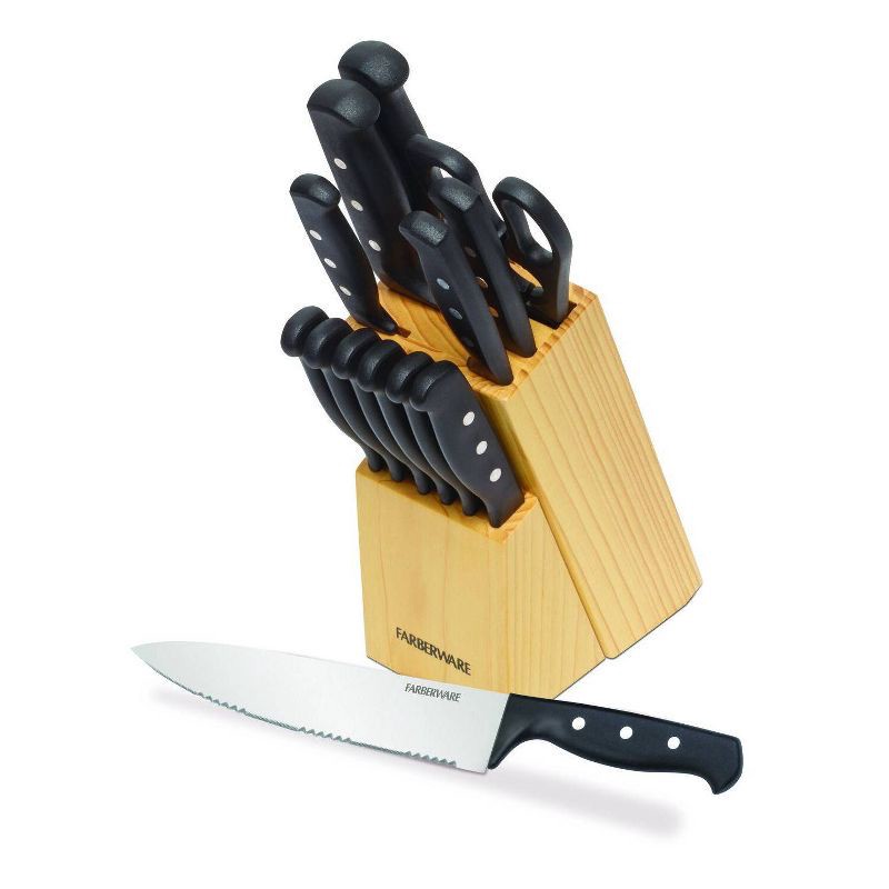 slide 5 of 11, Farberware 22 Piece Never Needs Sharpening Triple Riveted Knife Block Set, 22 ct