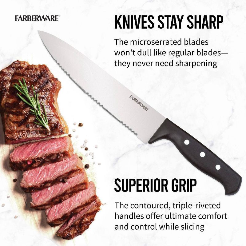 slide 7 of 11, Farberware 22 Piece Never Needs Sharpening Triple Riveted Knife Block Set, 22 ct