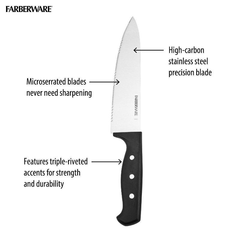 slide 9 of 11, Farberware 22 Piece Never Needs Sharpening Triple Riveted Knife Block Set, 22 ct