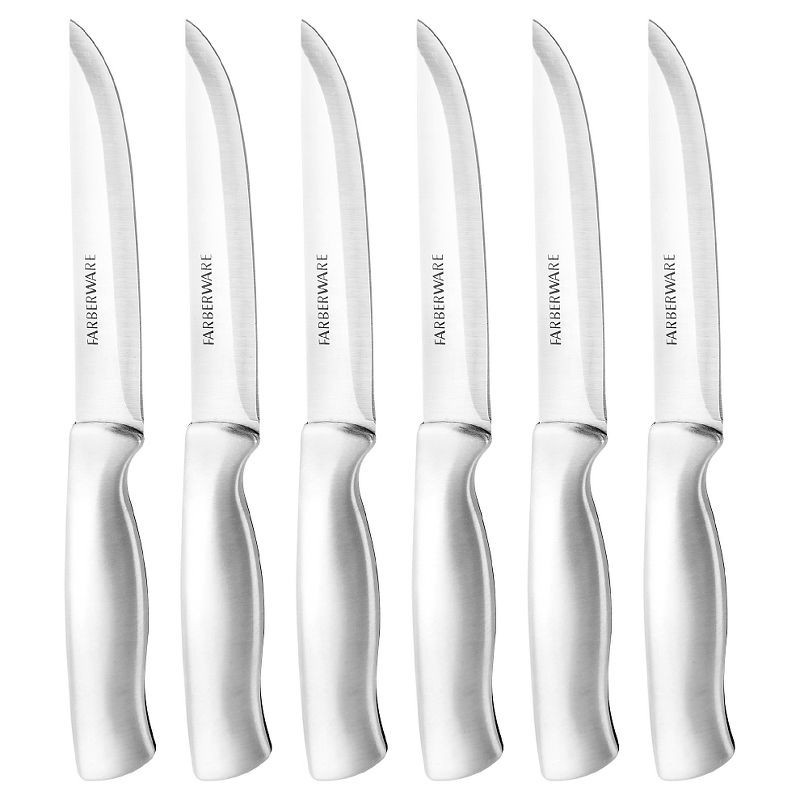 slide 3 of 13, Farberware 15pc Stainless Steel Knife Block Set: Kitchen Knife Set with Block, Serrated Blades, Hand Wash, Silver, 15 ct