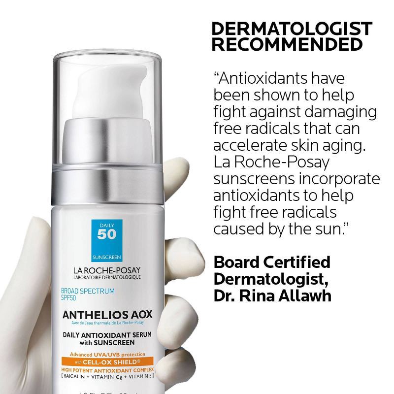 slide 5 of 8, La Roche Posay Anthelios AOX Daily Antioxidant Face Serum with Sunscreen – SPF 50 - 1 fl oz, 0 x 1 fl oz