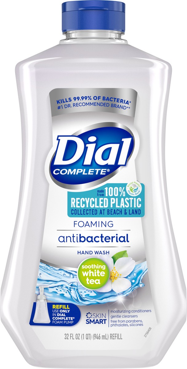 slide 2 of 3, Dial - Obsolete Dial Complete Antibacterial Foaming Hand Soap Refill, Soothing White Tea, 32 fl oz, 32 fl oz